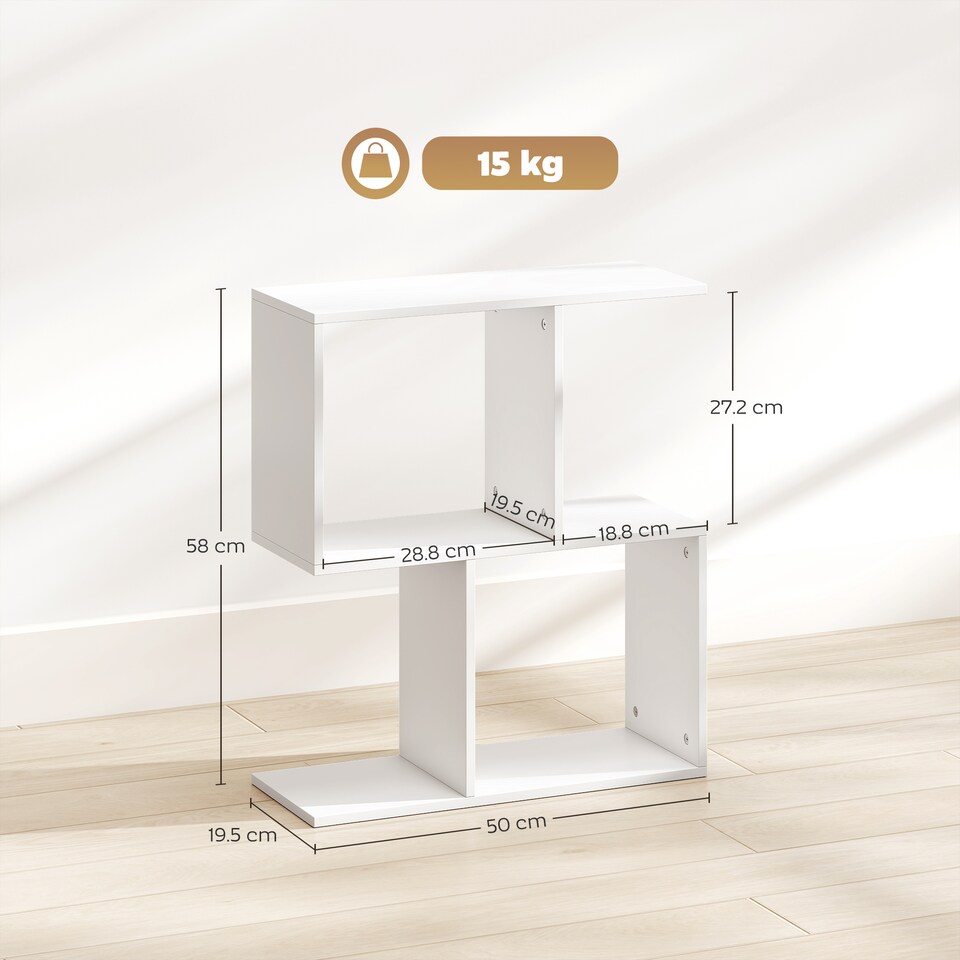 image 1 of HOMCOM Side Table, Narrow End Table with Storage Shelves, White