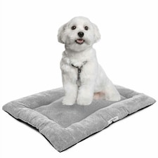 DogCrates+ Small Washable Pillow Dog Bed – Soft Crate Mat with Anti-Slip Bottom for Puppies, Dogs & Cats – Grey Grey | S
