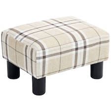 HOMCOM Chic Linen Fabric Foot Stool Ottoman Cube with Legs