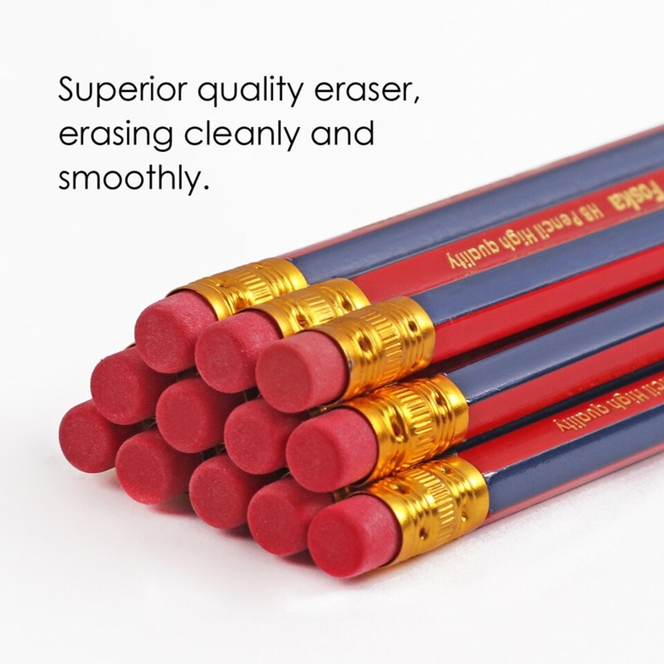 image 1 of Pack of 12 7'' Sharpened Wooden HB Pencils with Eraser