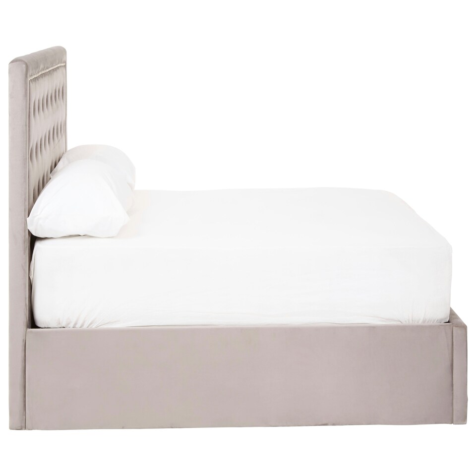 image 1 of Interiors By Premier Elegant Steel Velvet Double Bed, Minimalist Double Bed For Bedroom, Velvet Upholstered Stud Detail Bed
