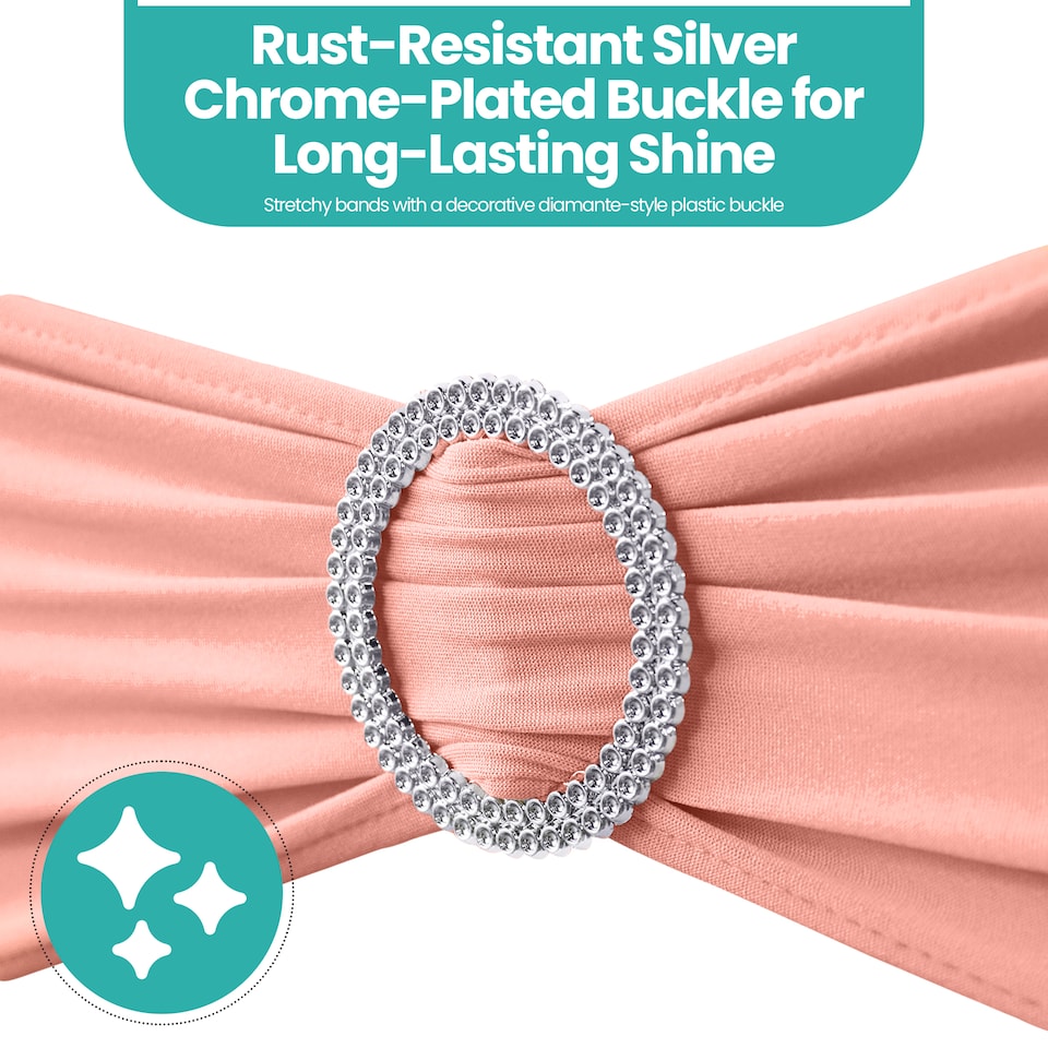 image 1 of 13"x5" Spandex Chair Bands with Slider Buckle, Elastic Chair Sash - 10pcs