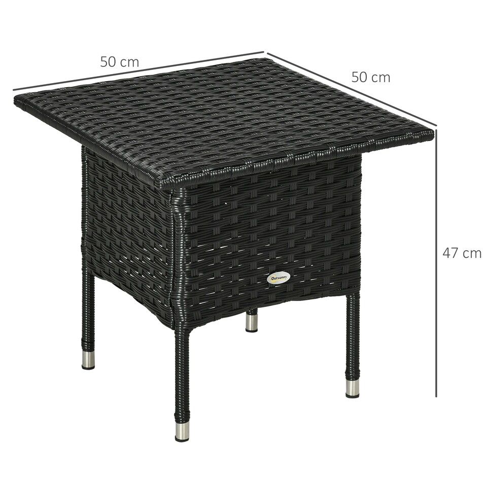 image 1 of Outsunny PE Rattan Outdoor Coffee Table, Easy Match Rattan Side Table, Brown