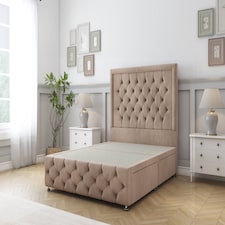 Sloomy Vienna Mink Naples Divan Bed Base 4 Drawers With 26 Inch Strutted Headboard & 12 Inch Matching Footboard | Brown | Mink | Double | 1