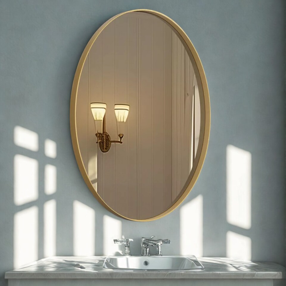 image 1 of Retro Wall Large 3D Oval Vanity Mirror For Bedroom, Bathroom, Living Room