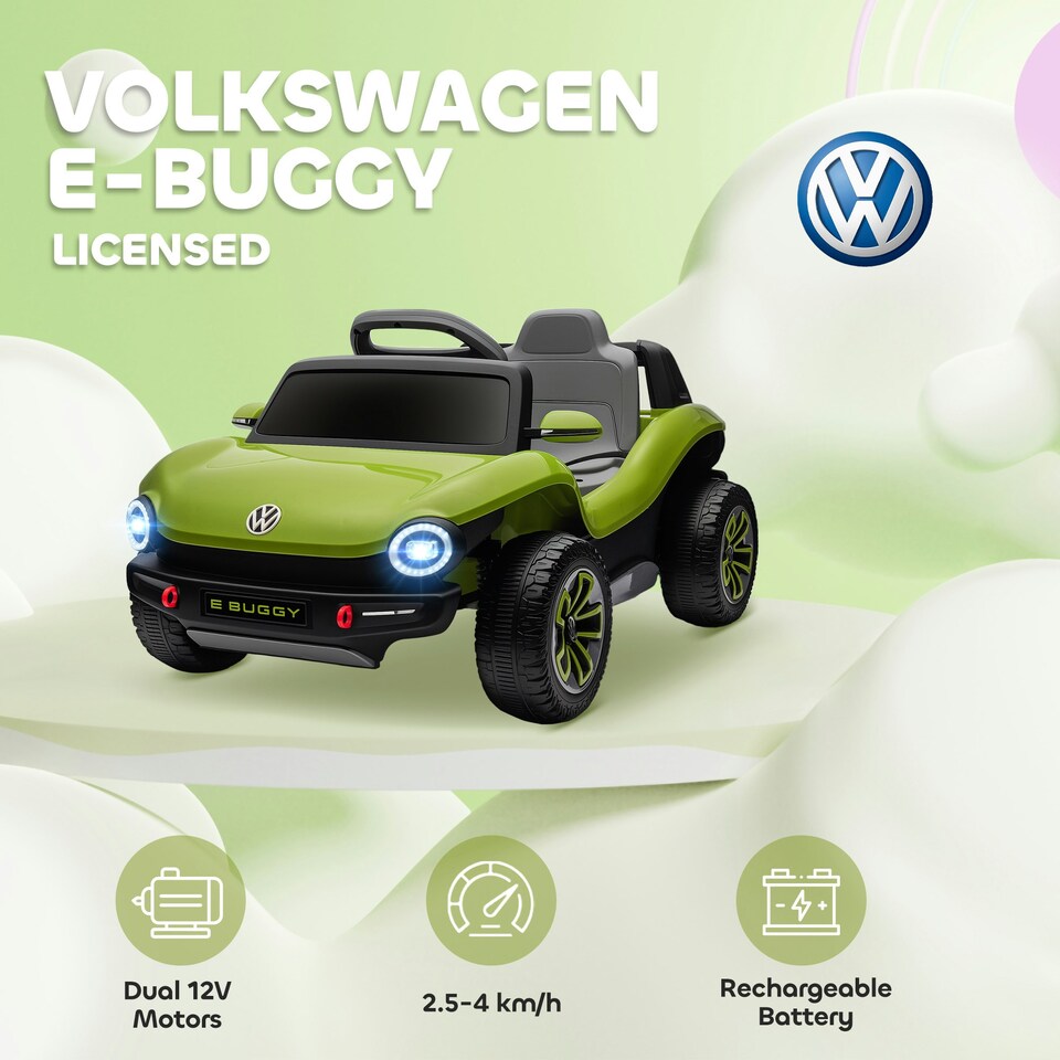 image 1 of AIYAPLAY Volkswagen Licensed Kids Electric Car w/ Remote, Suspension, Green