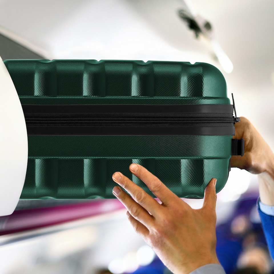 image 1 of 55x40x20cm Ryanair (Priority) TUI, Carry on Cabin Suitcase Hard Shell Approved for 60+ Airlines Green | Forest Green/Black | Cabin Bag