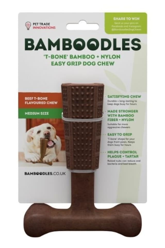 Bamboodles T-Bone Bamboo & Nylon Beef Chew Dog Toy