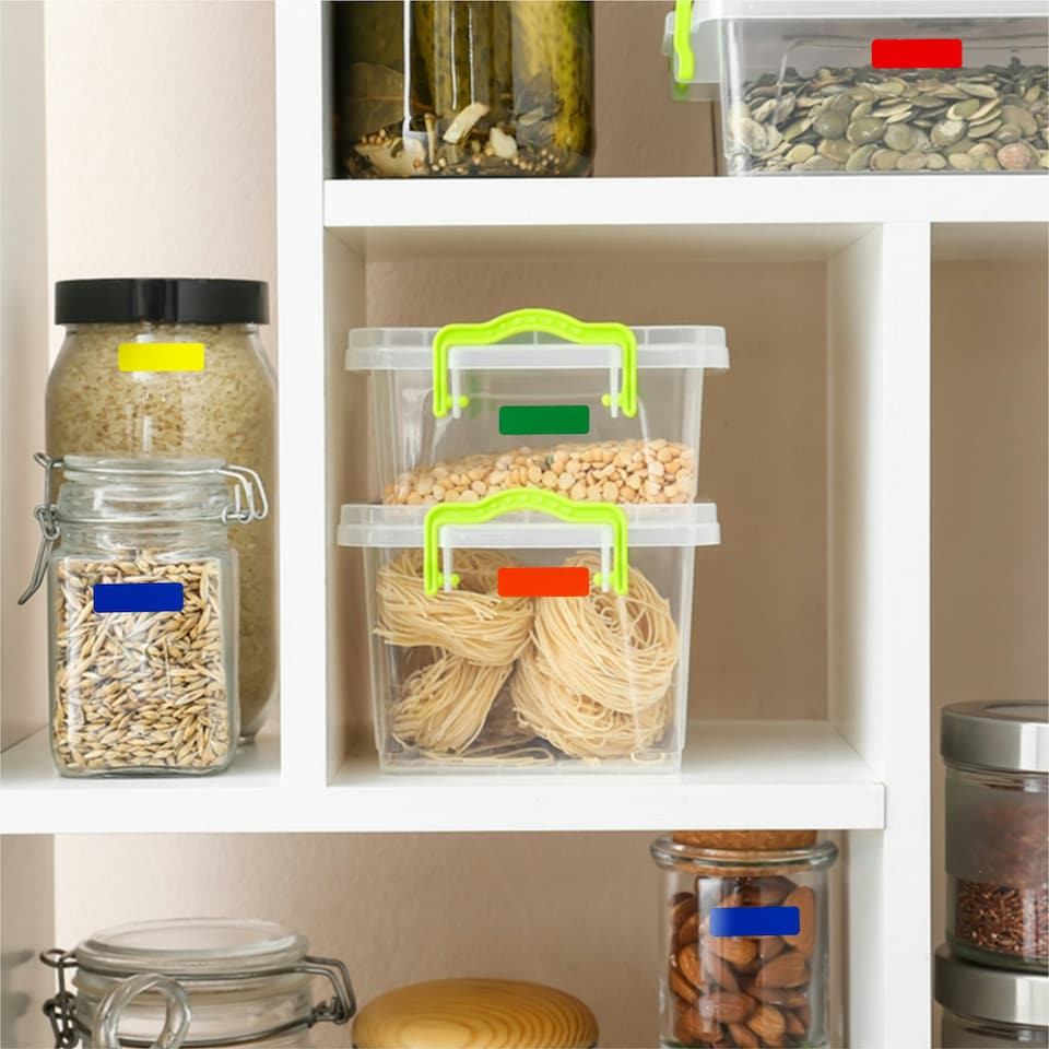 image 1 of Pack of 98 White 12x38mm Rectangular Labels - Adhesive Stickers