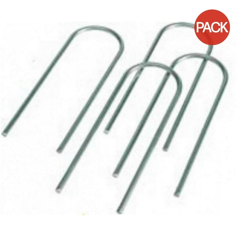 Carta Sport Metal U-Shaped Football Ground Anchor (Pack of 4) - Silver - 10in x 3in