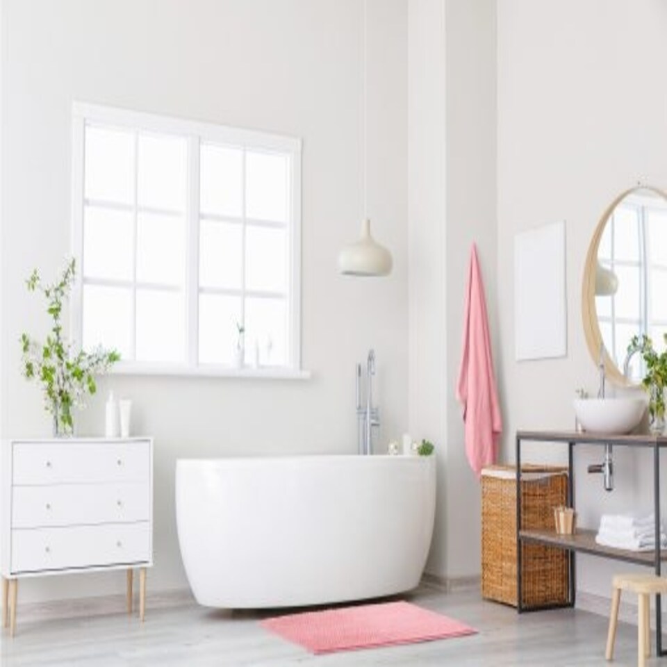 image 1 of Marlow Collection Soft Touch Non-Slip Bathroom Rug in Pink (40cm x 60cm)