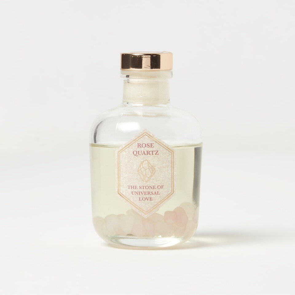 image 1 of Homescapes Rose Quartz Crystal Reed Diffuser – Rose & Eucalyptus Scent
