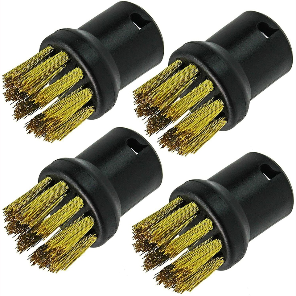 image 1 of SPARES2GO Brass Wire Brush Nozzles compatible with Karcher Steam Cleaner (Pack of 4)