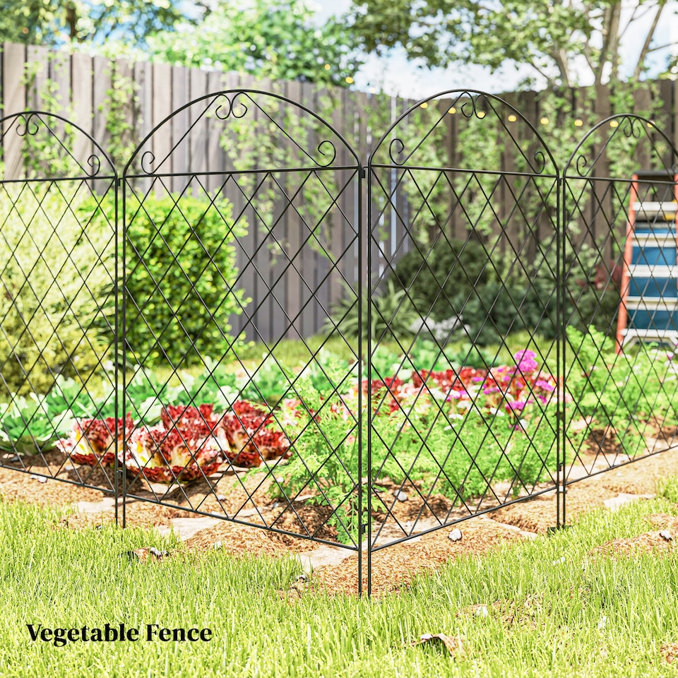 image 1 of Outsunny 4PCs Decorative Garden Fencing 43in x 11.5ft Metal Border Edging
