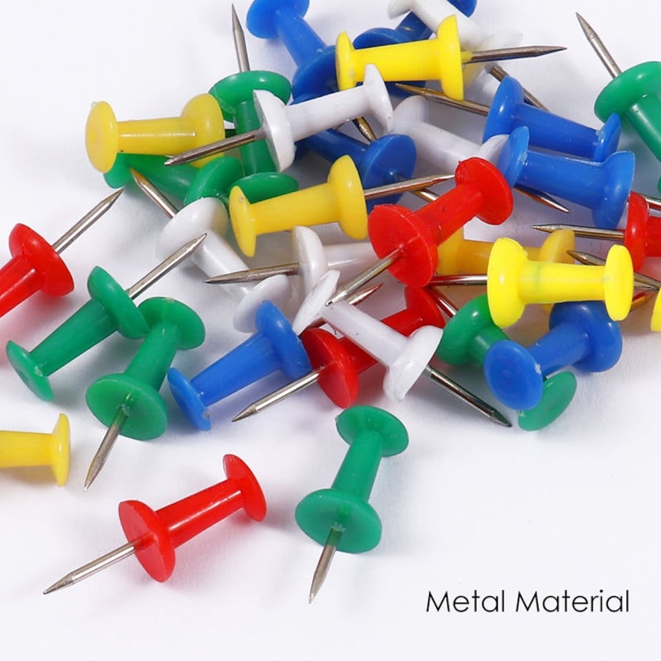 image 1 of Tub of 60 Assorted Colour Push Pins 25mm
