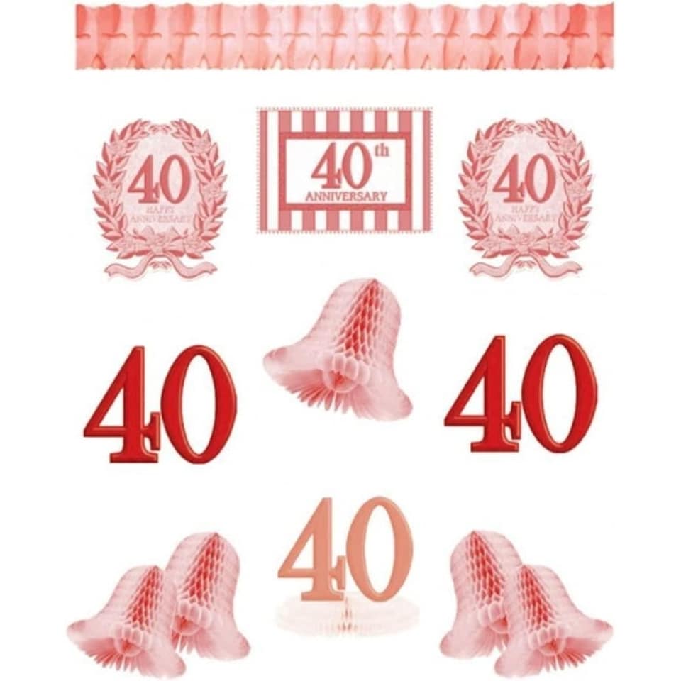 Amscan 40th Anniversary Decorating Kit - Pink/Red - One Size