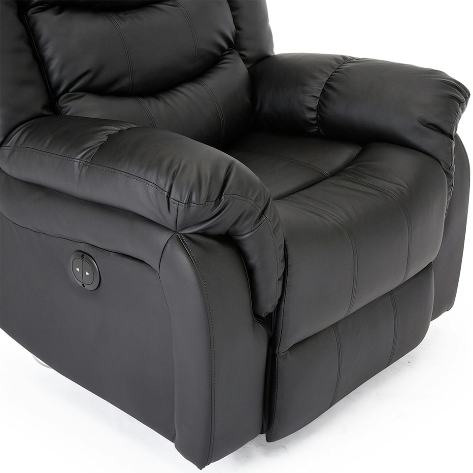 image 1 of Seattle Electric Automatic Recliner Home Lounge Bonded Leather Chair (Black)