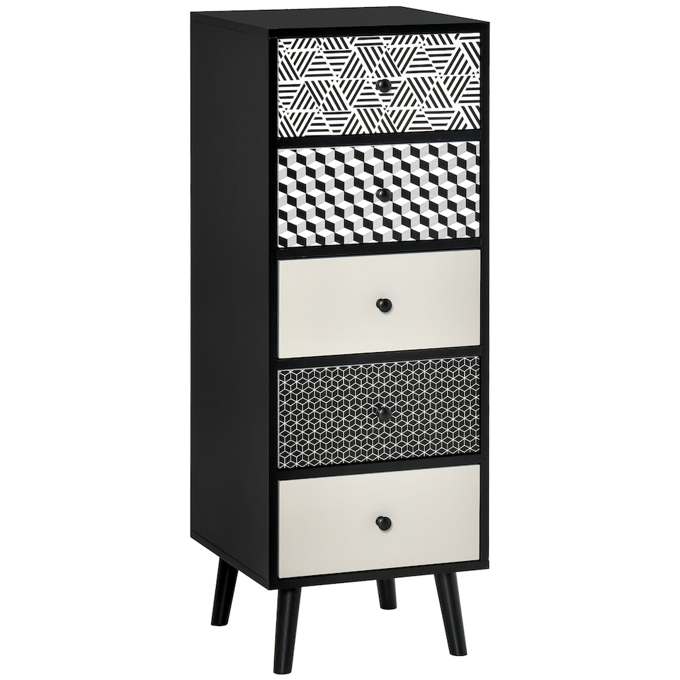 image 1 of HOMCOM Chest of Drawers, 5 Drawer Storage Organizer Unit Bedroom