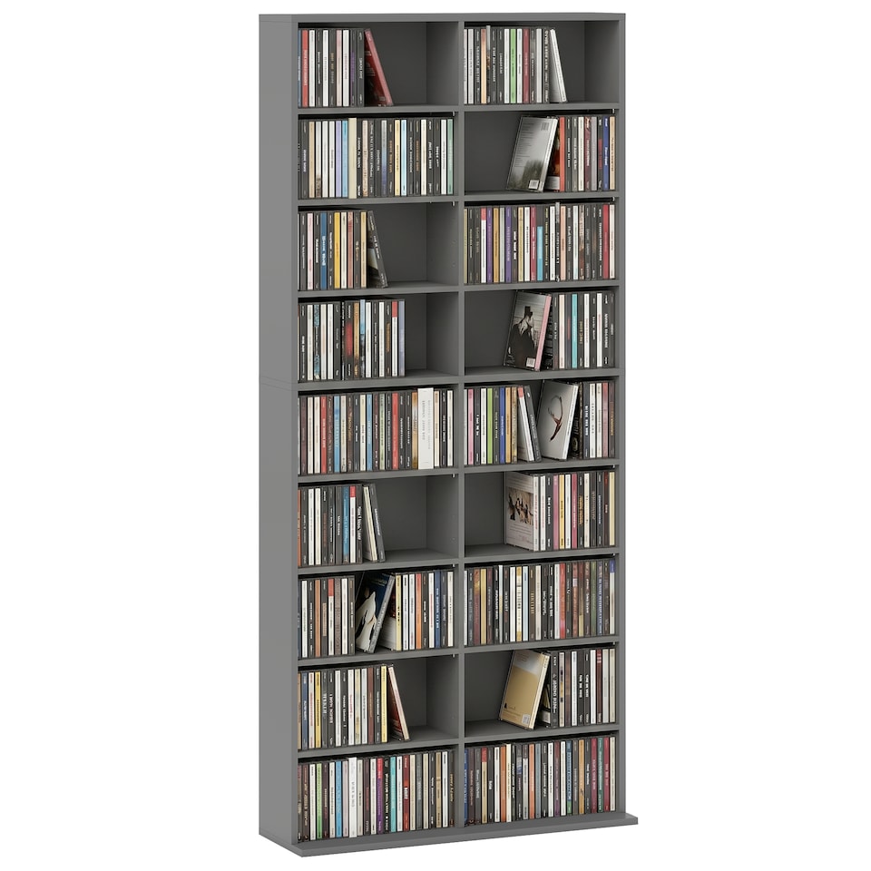 image 1 of HOMCOM 640 CD Storage Unit 360 DVD Storage Tower w/ 18 Compartments