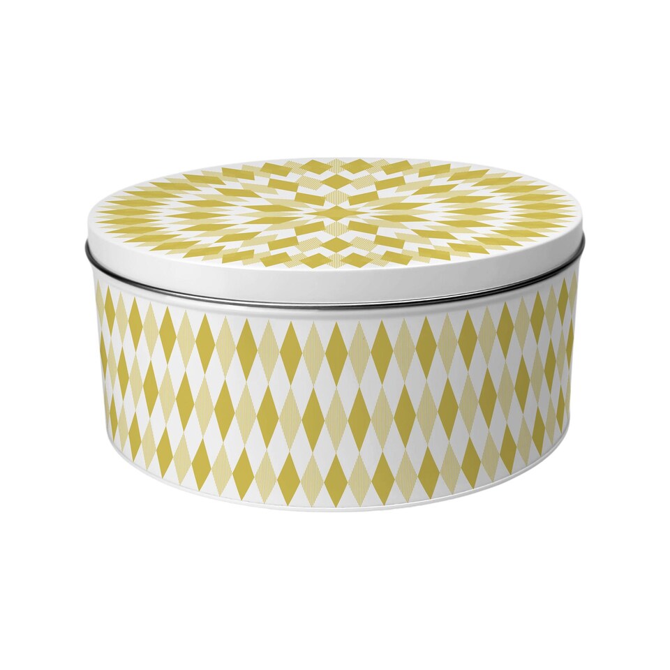 image 1 of Yellow Argyle Pattern Large Round Cake Tin