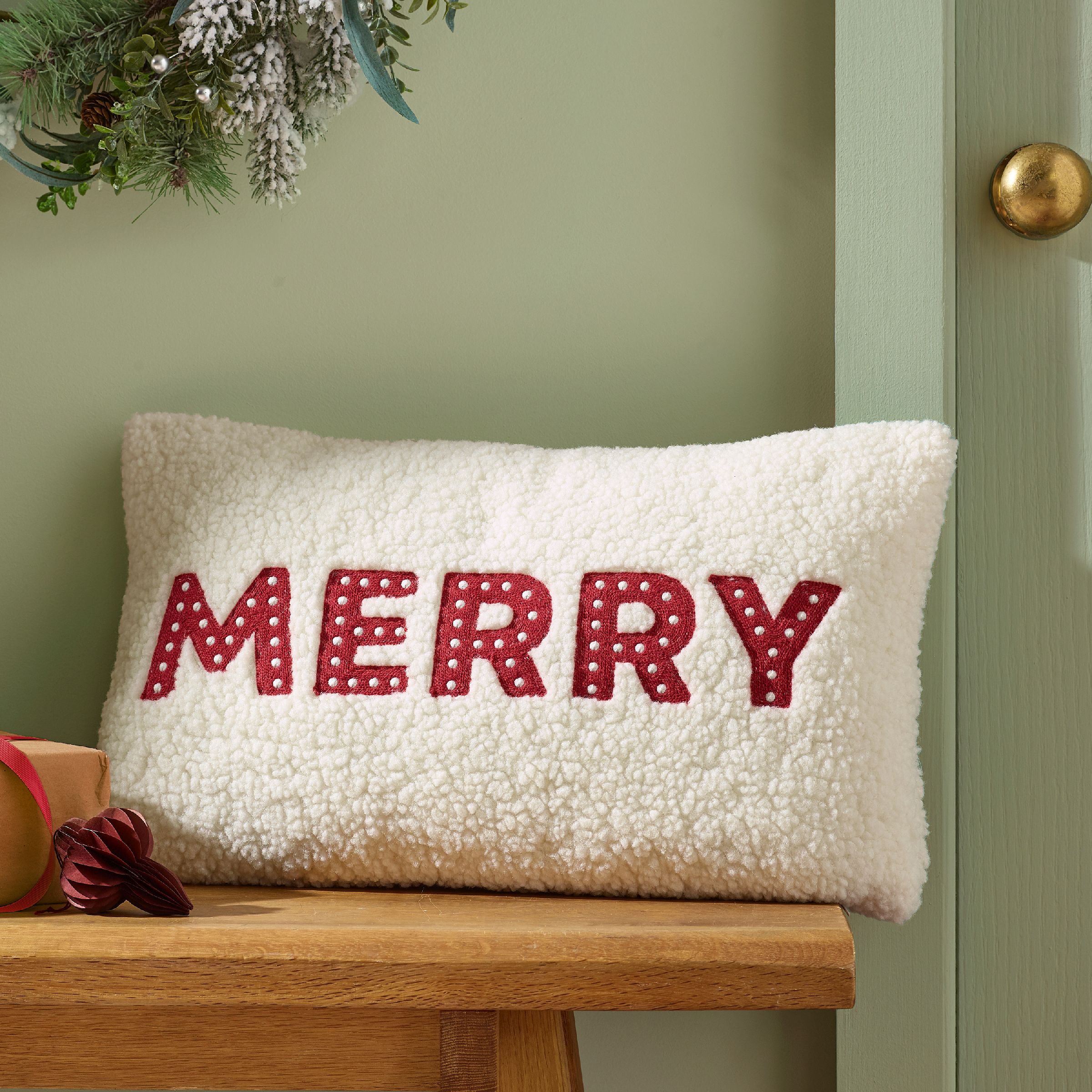 Catherine Lansfield 'Merry Boucle' Cushion in White | Size: 30 cm x 50 cm