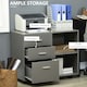 image 3 of HOMCOM Freestanding Storage Cabinet w/ 3 Drawers 2 Shelves 4 Wheels Office Grey