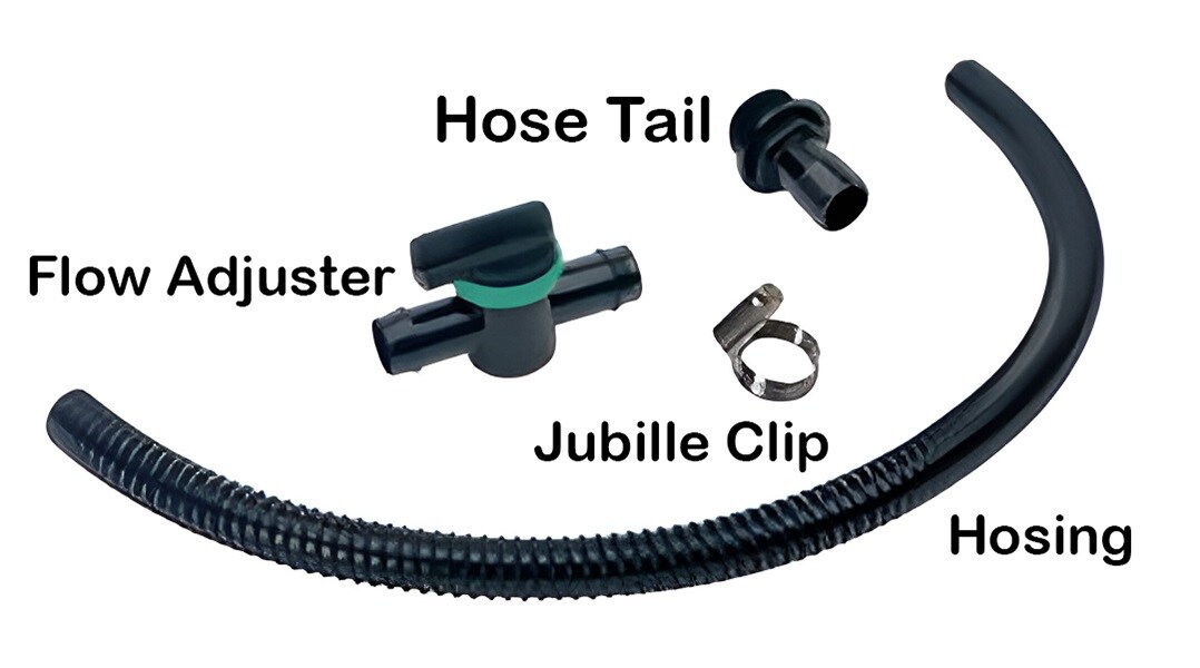 Primrose Hose Kit with Flow Adjuster, Tail & Jubilee Clip in Black 75cm