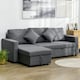 image 2 of HOMCOM Corner Sofa Bed with Storage, 3 Seater Pull Out Sofa Bed, Convertible L Shape Sofa Couch with Reversible Chaise Lounge for Living Room, Dark Grey