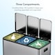 image 4 of 3 Compartment 45L Waste & Recycling Kitchen Bin (3 x 15L) | Silver | Stainless Steel | 45L
