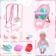 image 4 of 12 Inch Baby Doll Toys Feeding Set with Carry Backpack High Chair Playset