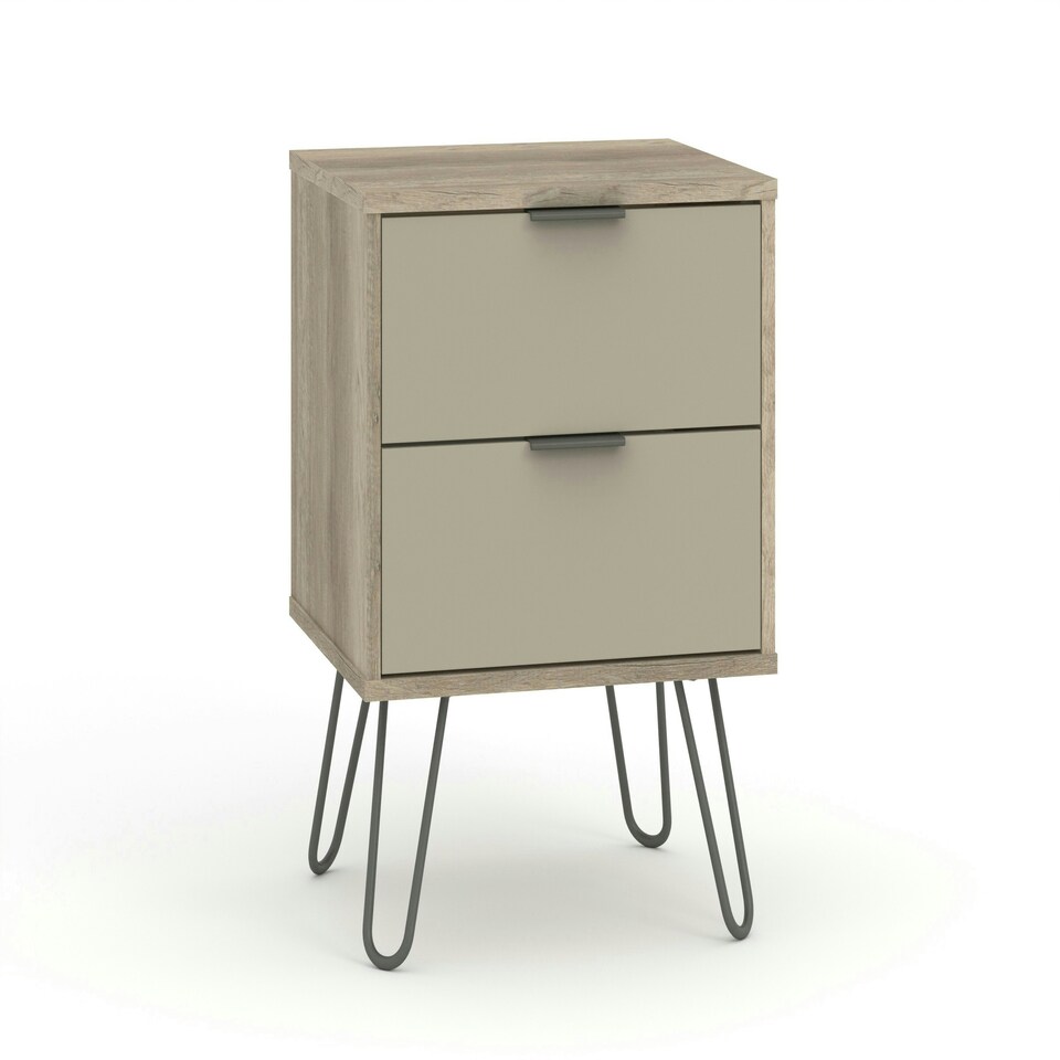 image 1 of Core Products Augusta Driftwood 2 Drawer Bedside Cabinet H57.0cm x W45.0cm x D39.5cm Cream