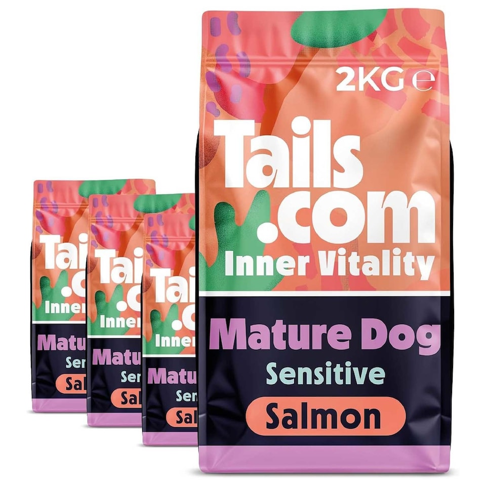 image 1 of Tails.com Inner Vitality Dry Dog Food Mature Sensitive Salmon 4 x 2kg