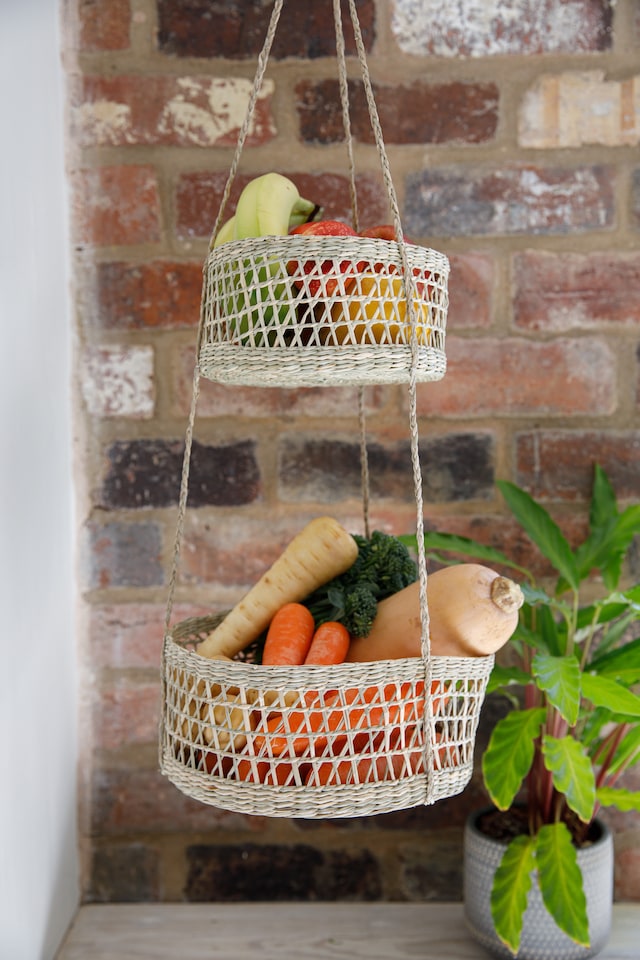 image 1 of Natural Elements 2-Tier Natural Seagrass Hanging Planter