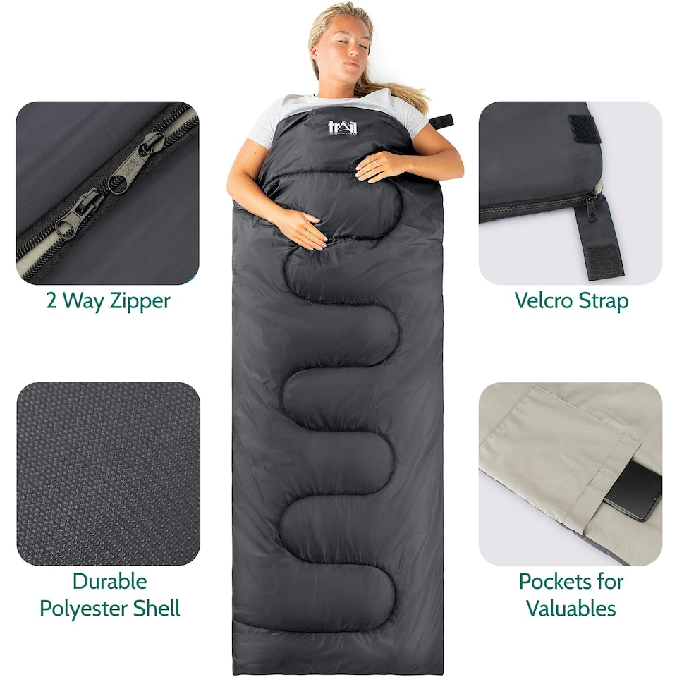 image 1 of Envelope Sleeping Bag - Charcoal