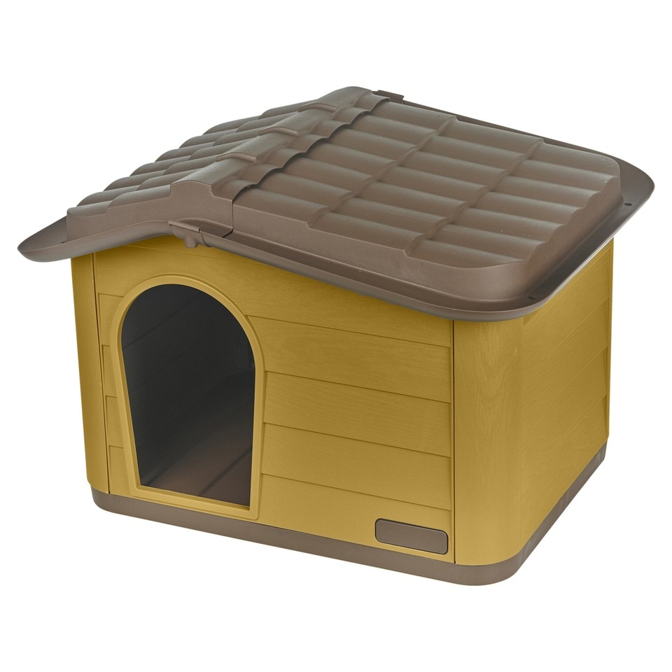 image 1 of URBNLIVING Plastic Dog House Outdoor Pet Kennel Shelter | Multi | Mustard | S | 1