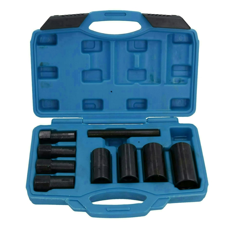 image 1 of 9pc Wheel Lock Removal Remover Impact Sockets Hub Cap Replacer Installer