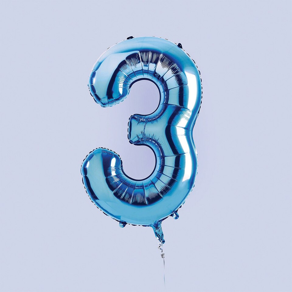 Blue Number '3' Foil 34" Balloon | Multi
