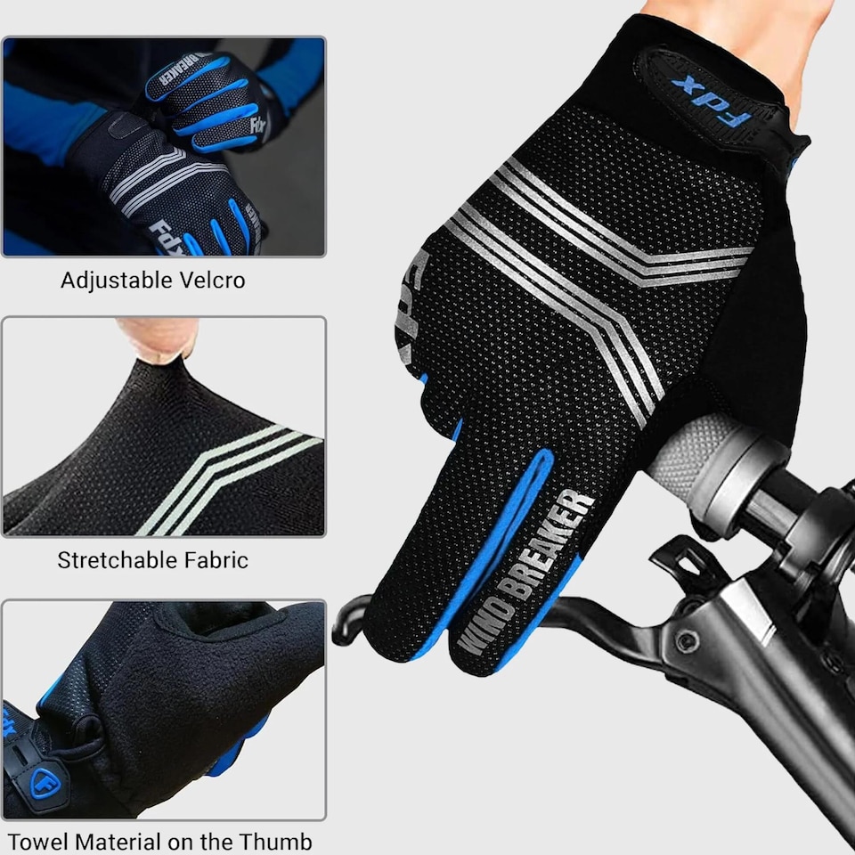 image 1 of Dryrest Full Finger Winter Cycling Gloves Thermal Windproof Padded Glove