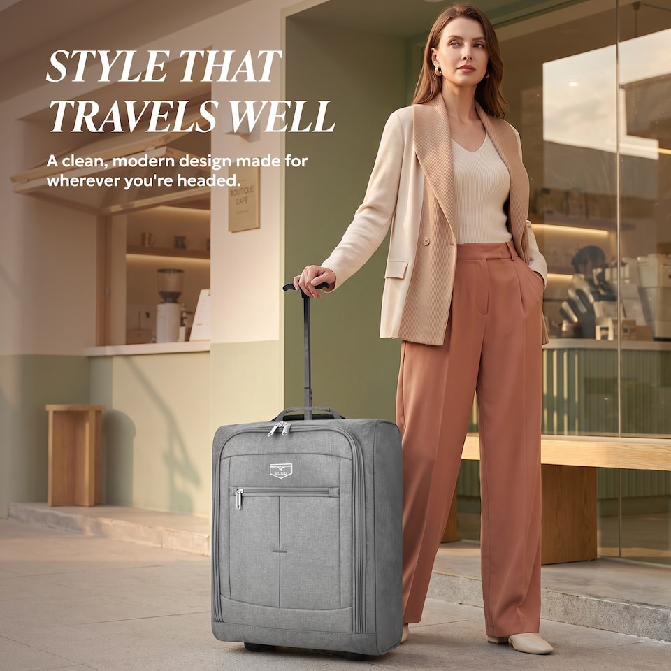 image 1 of Lugg Jupiter Soft Cabin Bag 55x40x20cm Lightweight Wheeled Trolley Ryanair Size