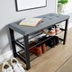 image 4 of Metal Shoe Bench with Storage Shelfs For Entryway Hallway Seating | Grey