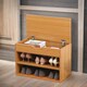 image 4 of Wooden Shoe Storage Bench With Cushioned Seat 60CM Brown