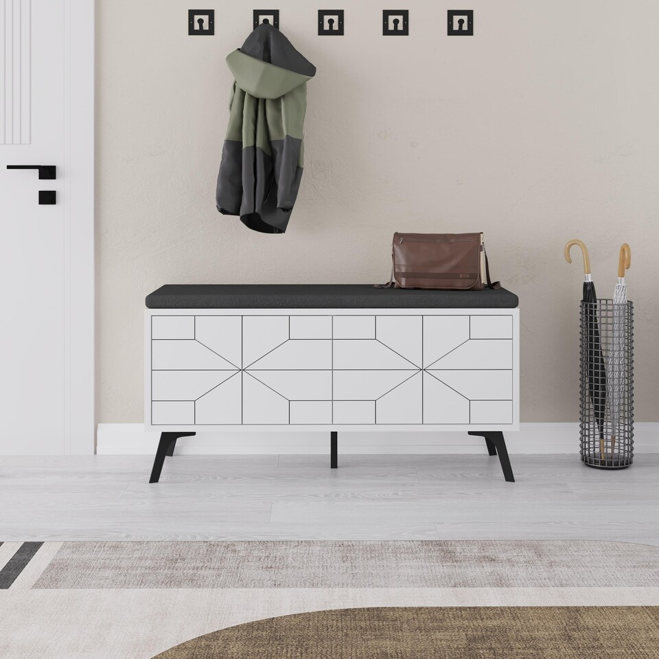image 1 of Decortie Dune Shoe Storage Bench 107x35x55cm White