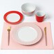 image 2 of 16pc Red & White Geo Dinner Set