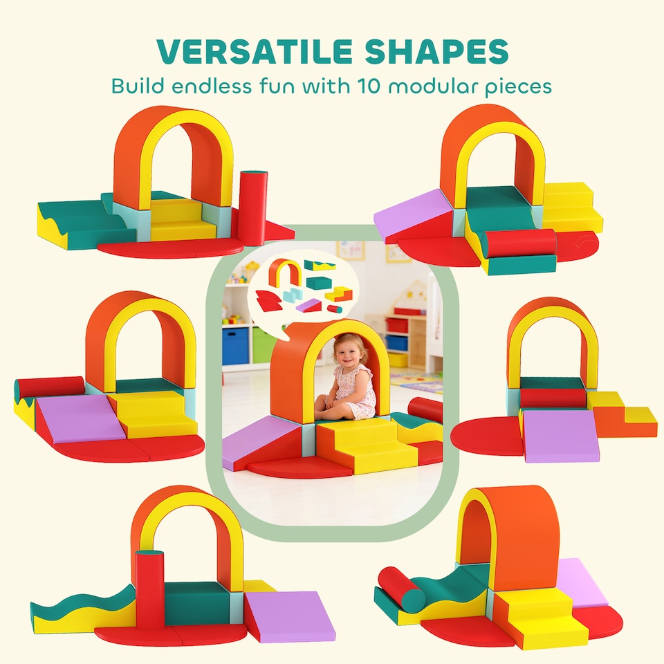 image 1 of AIYAPLAY Kids Soft Play Set, 10PCs Soft Play Equipment for Toddlers