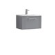 image 1 of Retro 1 Drawer Wall Hung Vanity Unit with Curved 1 Tap Hole Ceramic Basin - 600mm - Satin Grey - Balterley Grey