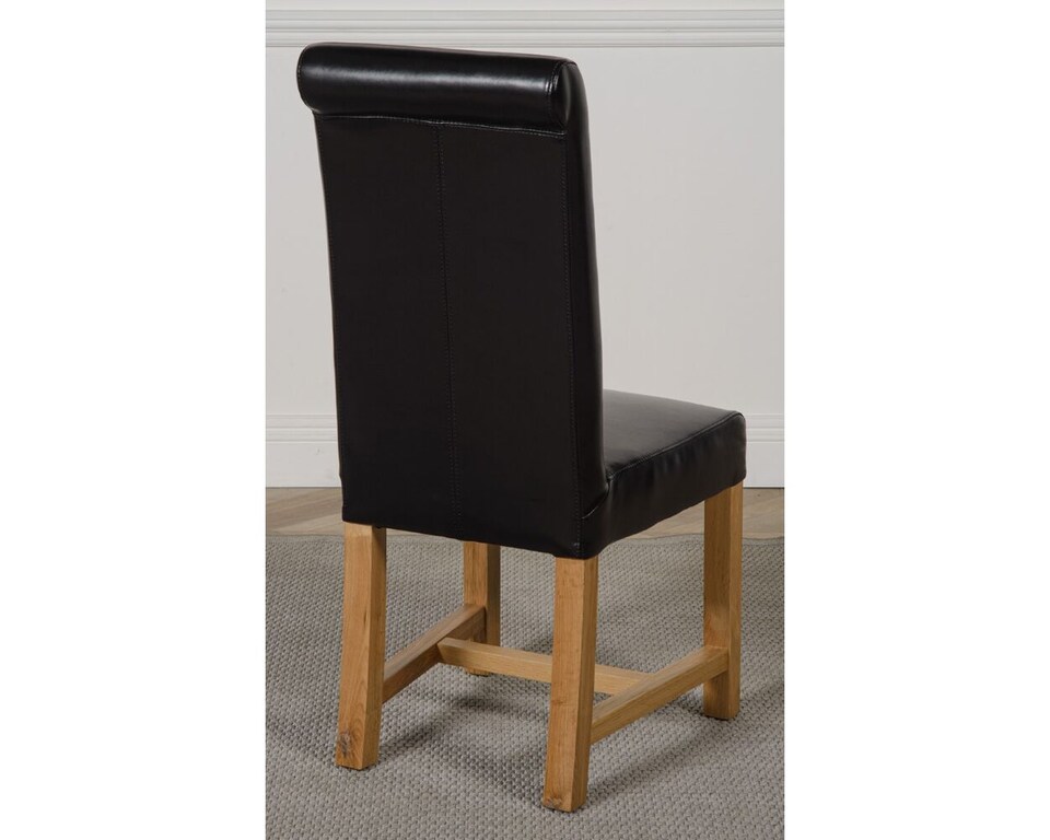 image 1 of Kuba 125x80cm Chunky Oak Small Dining Table and 4 Washington Leather Chairs | Black | Black