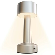 HOMCOM LED Cordless Table Lamp with Battery Operated for Bedroom, Silver