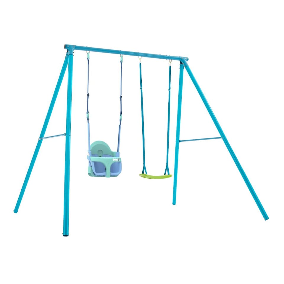 image 1 of TP Deluxe Double Metal Swing with Rapide & Bluey Quadpod seats