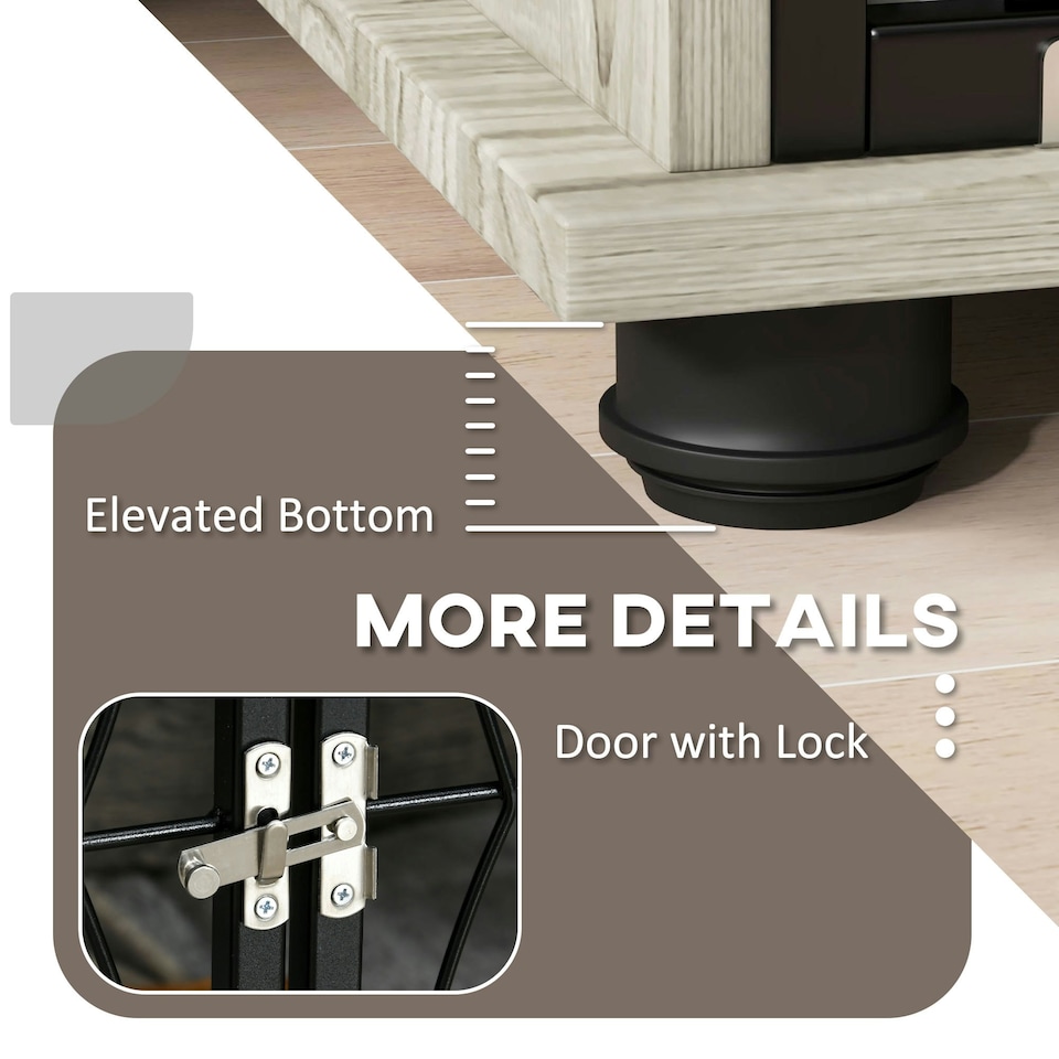 image 1 of PawHut Dog Crate Furniture End Table w/ Cushion for Extra Large Dogs