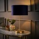 image 2 of ValueLights Charlie Gold Table Lamp Navy Velvet Shade 